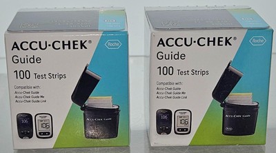 200 Accu-Chek Guide Test Strips 2 boxes of 100 Free Shipping Exp 02/2027+