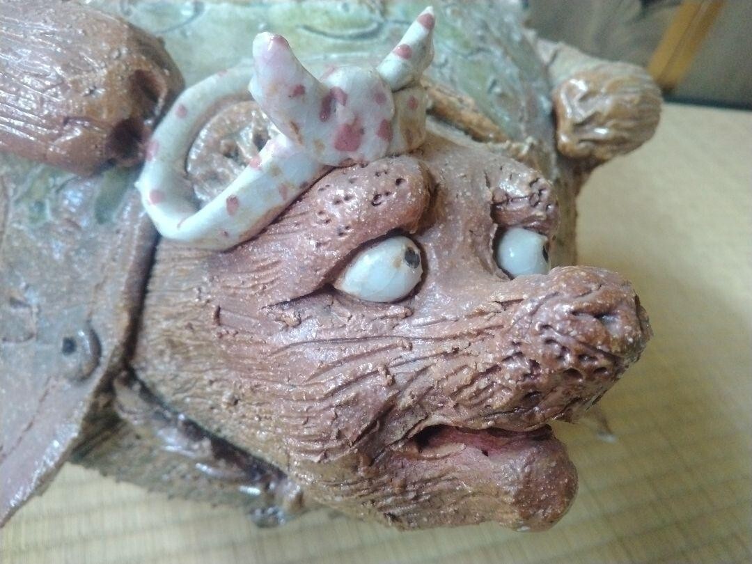 RARE Shigaraki Tanuki Tea Kettle Statue - Handmade Japanese