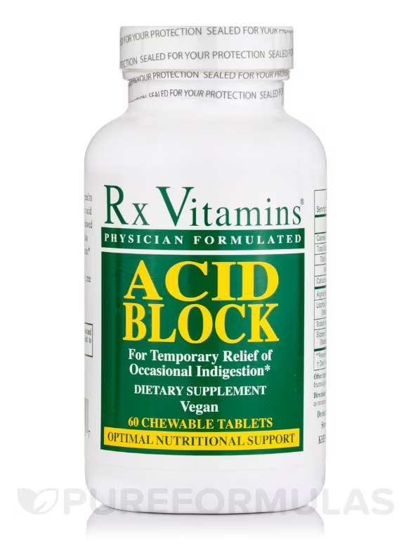 Rx Vitamins Acid Block   60 Chewable Tablets