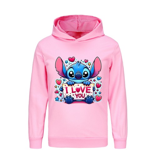 Stitch Blue Cat Girls' Hoodie Boys' Pure Cotton Hoodie Suitable for 5-13 Years - Picture 12 of 20