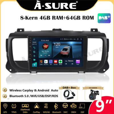 DAB+ 4+64GB Android 14 Autoradio +HD Kam Für Opel Vivaro C Zafira Life 2019-2023