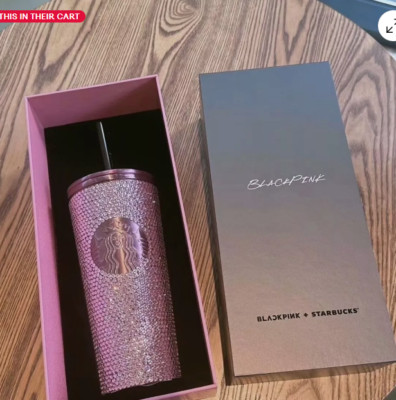 Hotsale Starbucks 2024Hot Korea SS Blackpink Rhinestone Cold Cup + Gift Box 16oz