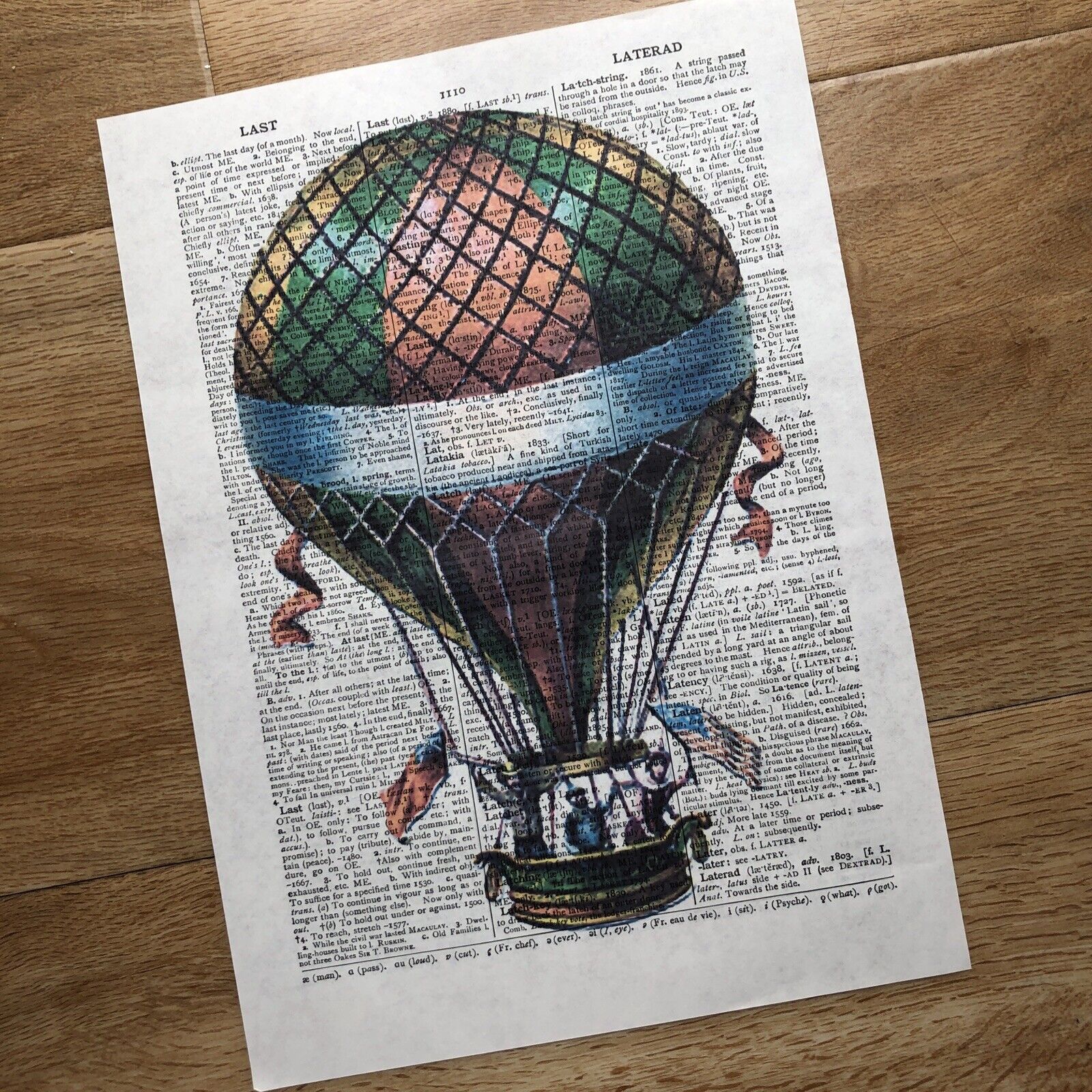 HOT AIR BALLOON Dictionary Print Antique Balloon Print Wall -  Denmark