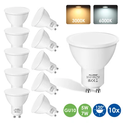 ALUSSO 10x LED GU10 Light Bulbs 5W 7W Warm Cool Day White Spotlight Eneygy Saving 120°