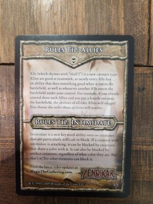 MTG Zendikar Rules Tip : Allies Intimidate #4/5 Card x1 Magic The Gathering Rare | eBay MTG Zendikar Rules Tip : Allies Intimidate #4/5 Card x1 Magic The Gathering Rare | eBay
