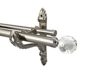 Eyelet Metal Barocco Double Curtain Pole Rod Diameter 28mm 19mm Brushed Chrome