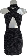 ENIGMA Black Jersey Ribbed Halter crossed neck UK size 10