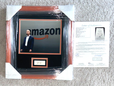 JEFF BEZOS SIGNED FRAMED CUT 16X17 AMAZON OWNER CEO FOUNDER BLUE ORIGIN JSA