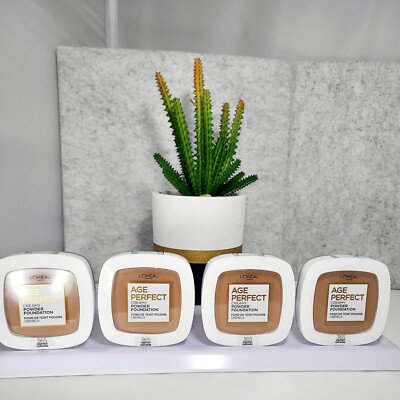 L'Oreal Paris Age Perfect Creamy Powder Foundation 365 Chestnut, Lot of (4)-NEW