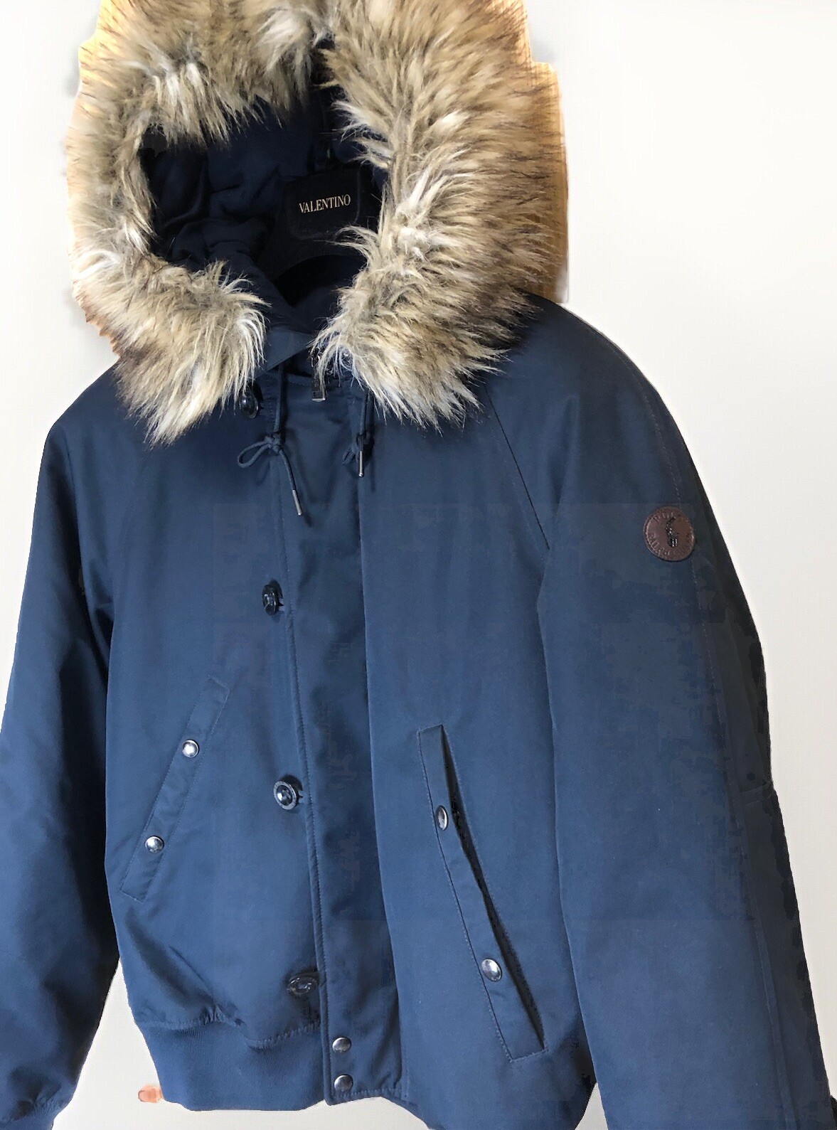 Polo Ralph Lauren Down Padded Hooded Detachable Fur Jacket Navy S-M RRP £599 image 4