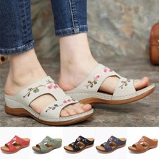 Summer Women Slippers Comfy Shoes Sandals Open Toe Orthopedic Flat Mules