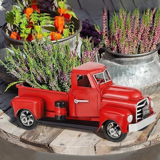 Christmas Red Truck Farm Car Model Handcrafted Decor Vintage Tree