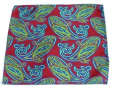 Umberto Algodon Red Lime Blue Paisley Silk Pocket Square 75 Retail New