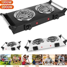 Double Burner Hot Plates 1KW 2KW Electric Countertop Stove for Cooking Portable
