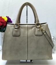 Talbots Gray Leather Snakeskin Embossed Double Handle Satchel Shoulder Bag