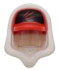 New LEGO Minifigure Headgear Hoodie with Hat red cap white hood 3 stripe pattern