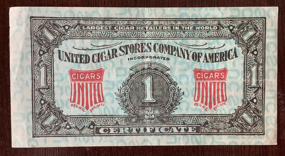 UNITED CIGAR STORES COMPANY OF AMERICA CERTIFICATE US BOB STAMP - Image 2 of 2
