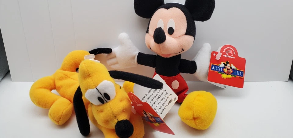 Disney Mickey y su perro Plutón para niños bolsa de frijoles peluche 1998 aplausos Foto 2 de 4