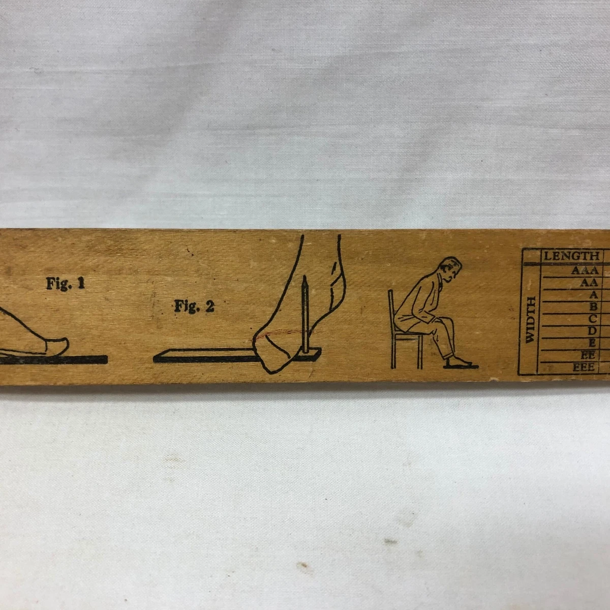 VINTAGE WOODEN FOOT SHOE MEASURING STICK W WIDTH SCALE