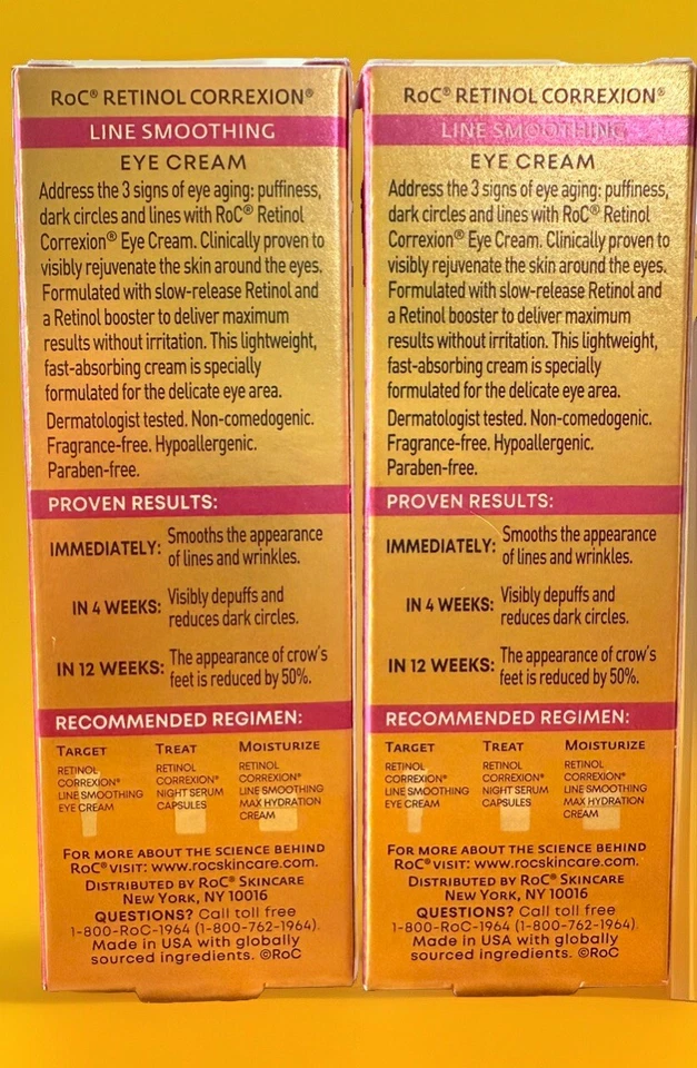 2 Pack ROC Retinol Correxion Line Smoothing Anti-Aging 0.5 Fl Oz Eye Cream Lot - Image 4 of 4