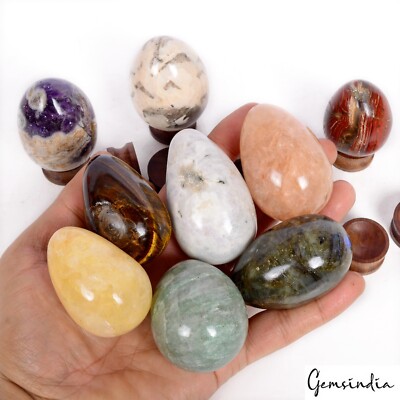 1 Kilo/9 Pcs Natural Multi Color Crystal Healing Mineral Eggs Shape Gemstones