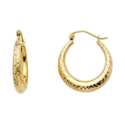Creolen Gold 14 Karat Gelbgold 4 mm Diamantschliff