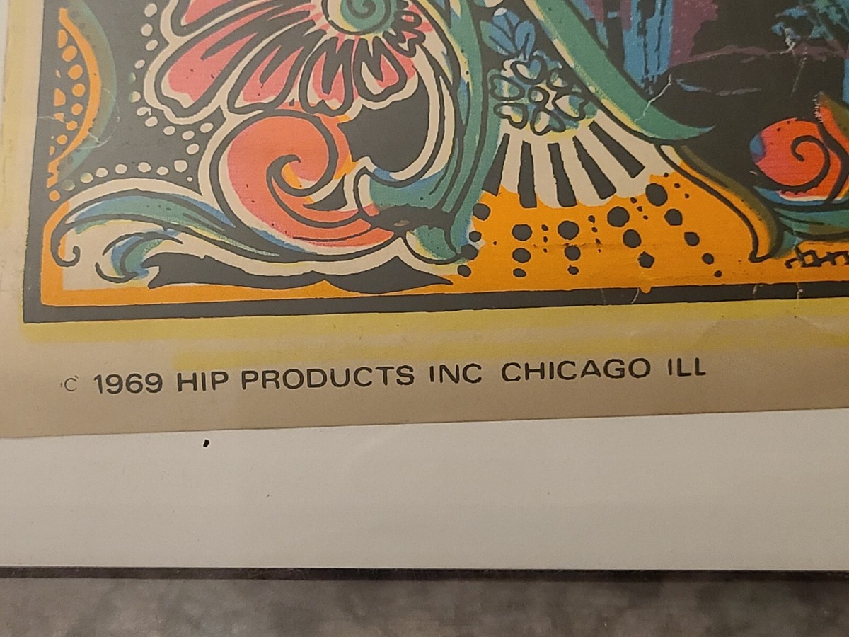 VTG ORIGINAL Blacklight Poster Garden of Eden Hippie Retro