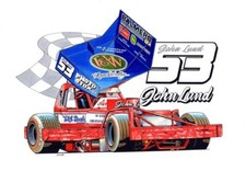 BriSCA F1 Stock car A3 size caricature print of John Lund No53