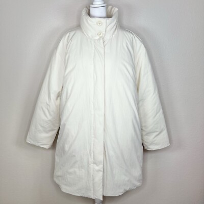 Madewell x Buffy Bleached Linen Ivory Off-White PrimaLoft Puffer Coat XL NWT