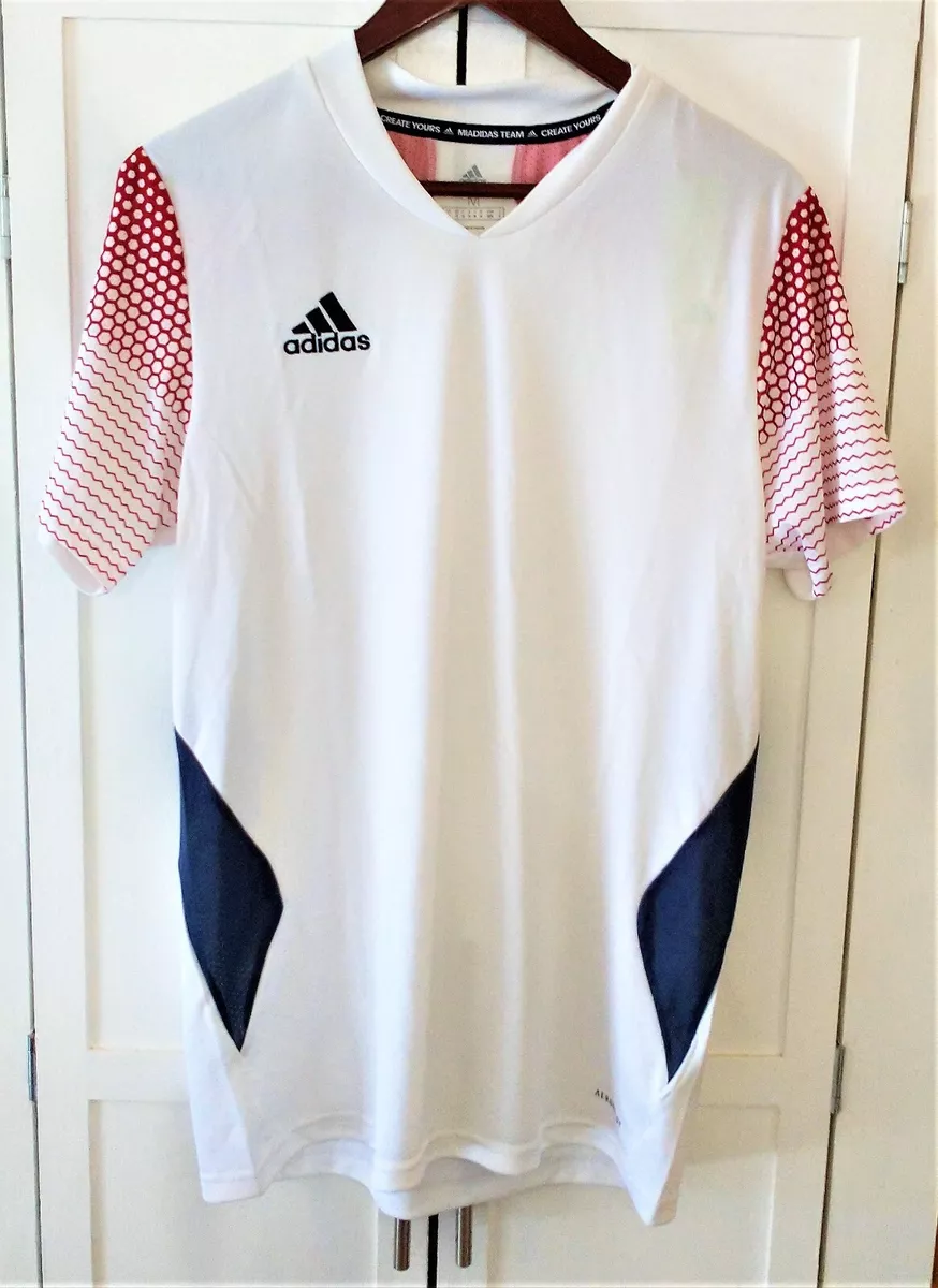 NWT ADIDAS Miadidas Team Aeroready Red/White/Blue Football/Soccer Jersey M |