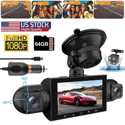 4 Channel Dash Cam 360° Dash Camera HD 1080P 4 Lens Driving Recorder + 64G Card