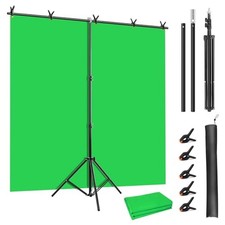 Green Screen Backdrop Kit 5x6.5ft, Chromakey Greenscreen Stand 5 x 6.5 ft