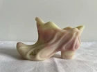 New ListingFenton Hand Painted Burmese Glass Shoe - Glows! Handpainted D. Robinson