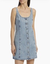 FRAME The Shift Mini Denim Dress Size 0 Mingle Wash Button Front NWOT