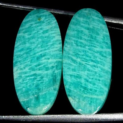 23.80Cts Natural Amazonite Pair Loose Gemstone Shape Oval Size 11x25x5mm