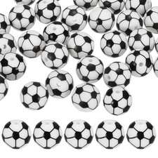 35PCS Sports Football Beads 15mm Silicone for DIY Crafts/Bracelet White