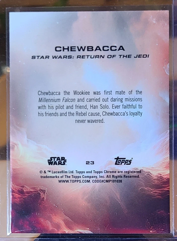 2025 Topps Safira Cromada Star Wars Verde #23 Chewbacca /99 - Imagem 2 de 2