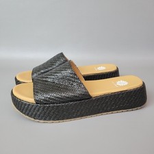 Yellow Box Aldine Womens Woven Platform Slide Sandals Size 7.5 Black