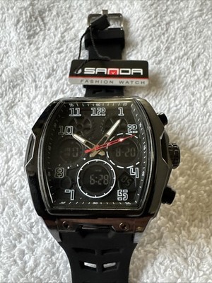 SAMOA Rectangular 2 Piece Strap Water Resistance Black Watch 6266