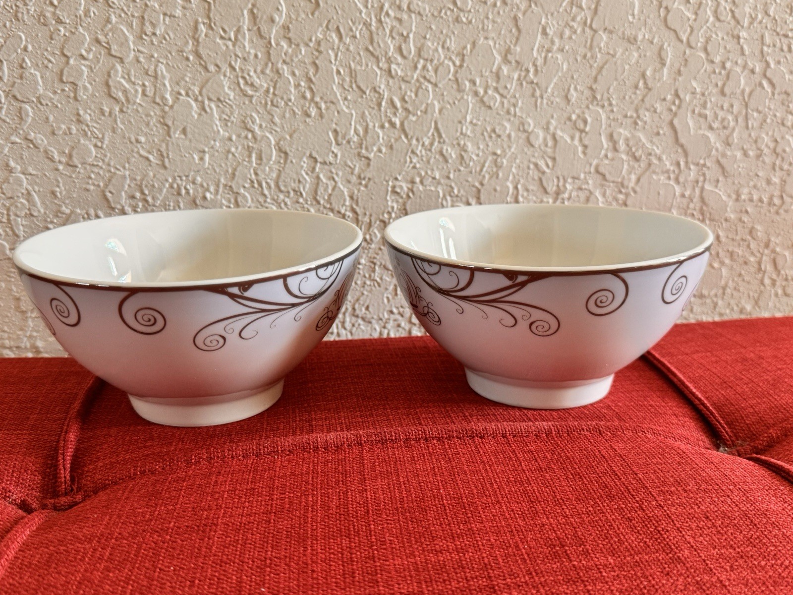 Disney Princess Cinderella Bowl Set of 2 White With Silver Swirls New Hand Wash 