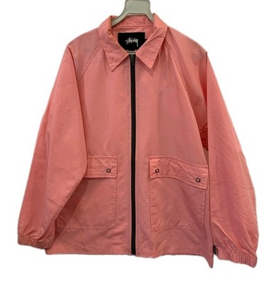 Stüssy Nylon Ripstop Zip Jacket Pink Men s M Streetwear Lightweight Logo #31