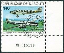 DJIBOUTI 1979 140f SG760 used NG Powered Flight Anniv Ju 52 D 338 AIR a ##A01