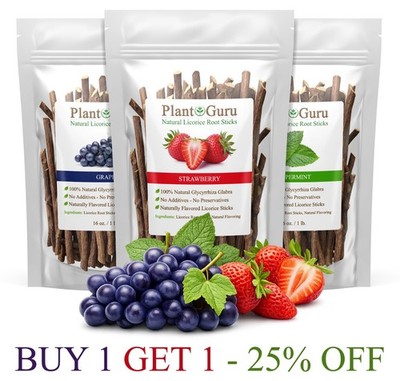 1 lb. Flavored Licorice Root Chew Sticks 100% Pure Natural Glycyrrhiza Glabra