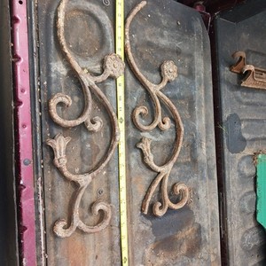 Large Pair Of scrolled Iron Pediment, Door Topper, Medallion Valance