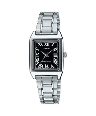 Casio LTP-V007D-1B Analog Roman Black Dial Numbers Silver SS Band Ladies Watch