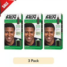  3 PACK H-60 Just For Men Shampoo-in Hair Dye for Men, Jet Black