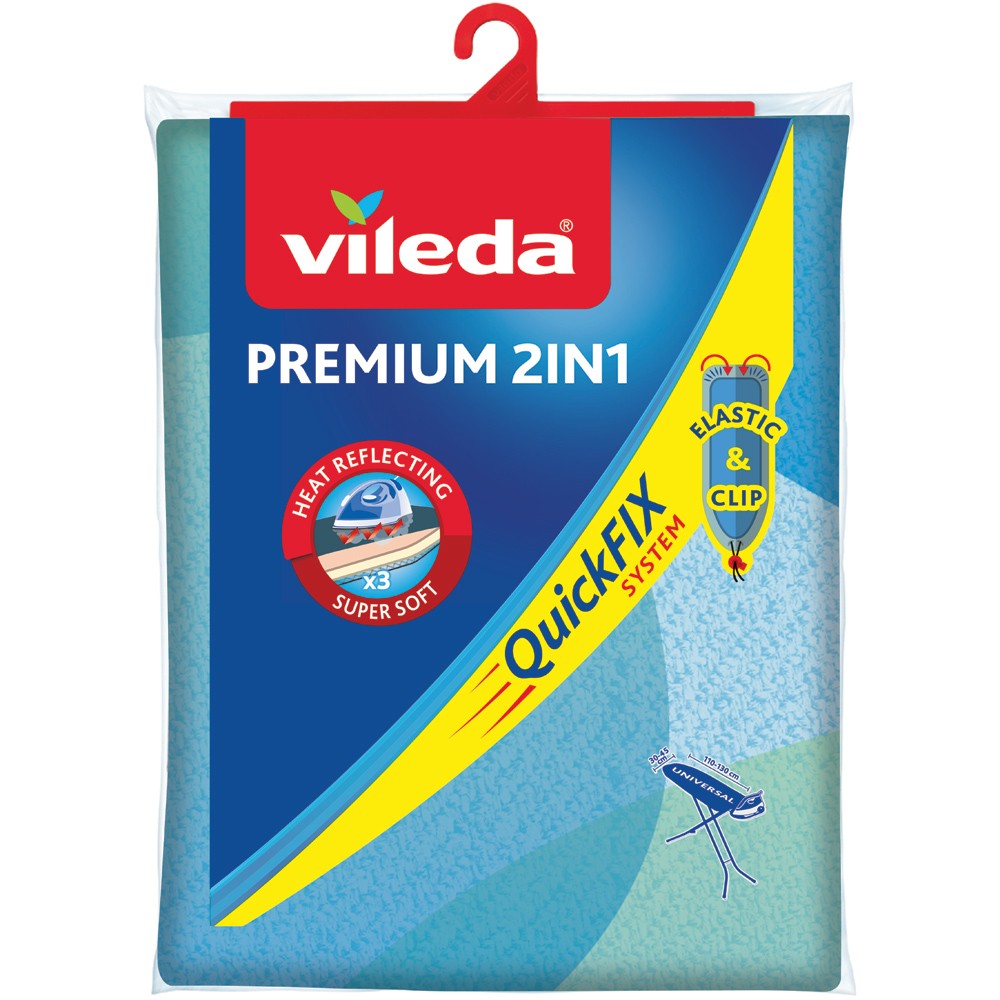 Vileda Premium 2-in-1 Universal Ironing Board Cover LAVA BLUE Heat Reflective