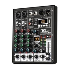 TKLBLS 4 Channel Audio Mixer, Professional DJ Mixer Sound Board Mixing Consol...