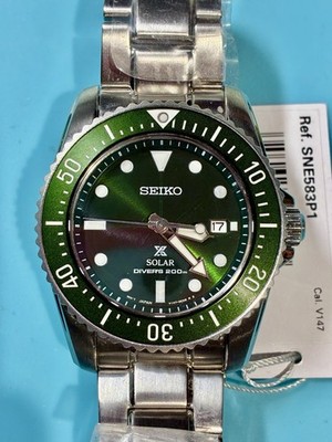 SEIKO PROSPEX SNE583P1 SOLAR BABY HULK GREEN STAINLESS STEEL ISO CERTIFIED DIVER