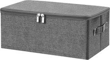 Fabric Storage Bins with Zipper Lids, 15"X10"X6", Gray, 1 PCS